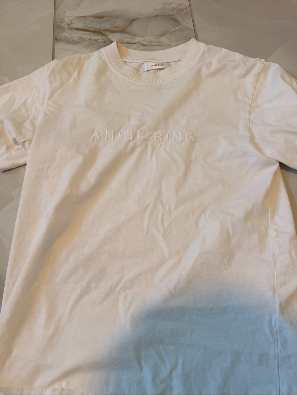 Anine Bing Kids White Embroidered Logo Tee